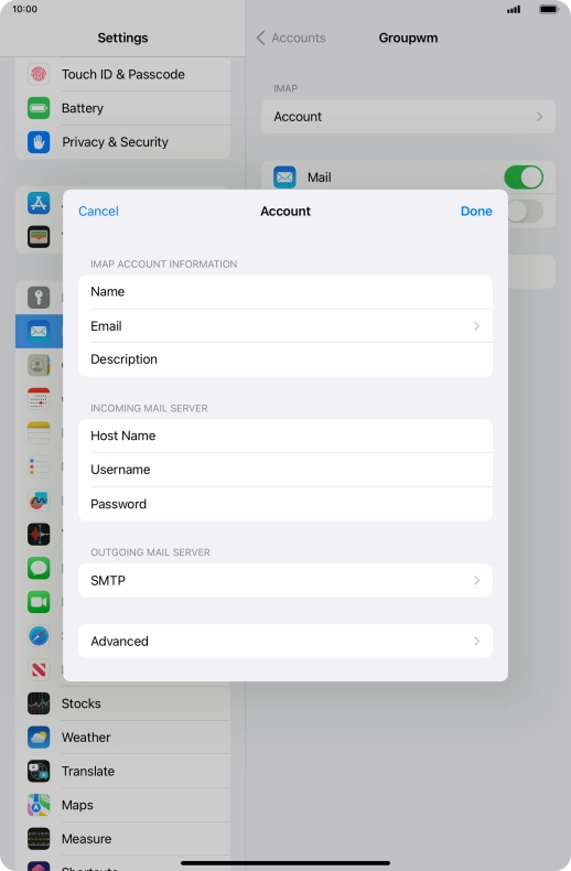 Press SMTP. Press SMTP.