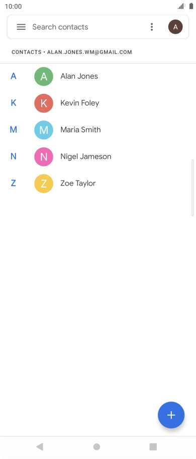 Press the required contact. Press the required contact.