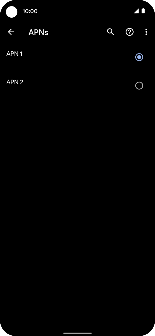 Press the field next to the required data connection to activate it. Press the field next to the required data connection to activate it.