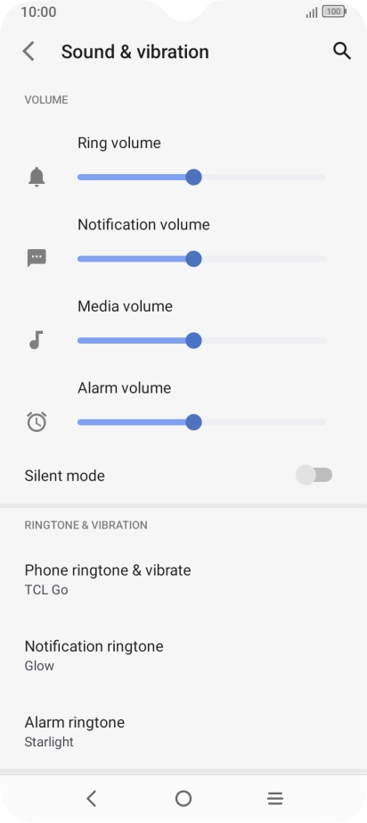 Press Phone ringtone & vibrate. Press Phone ringtone & vibrate.