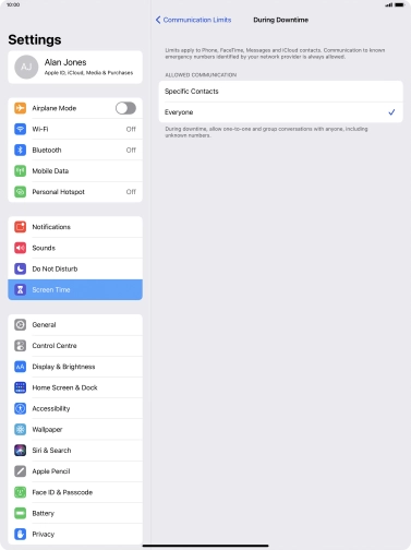 Press the required setting. Press the required setting.