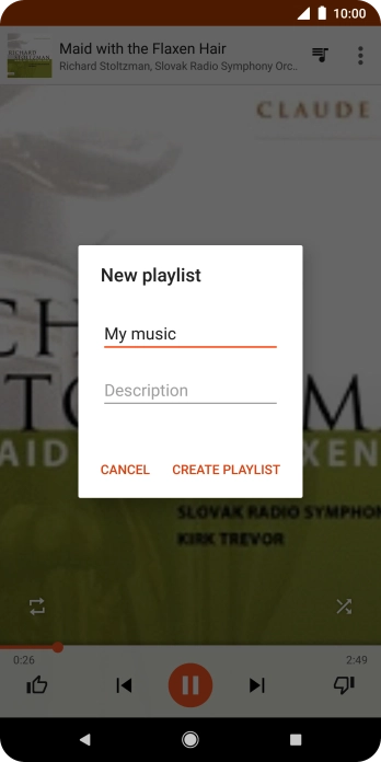 Key in a name for the playlist and press CREATE PLAYLIST. Key in a name for the playlist and press CREATE PLAYLIST.