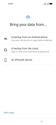 Press the required setting and follow the instructions on the screen to transfer the content from another phone. Press the required setting and follow the instructions on the screen to transfer the content from another phone.