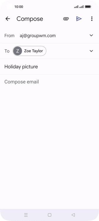 Press the text input field and write the text for your email. Press the text input field and write the text for your email.