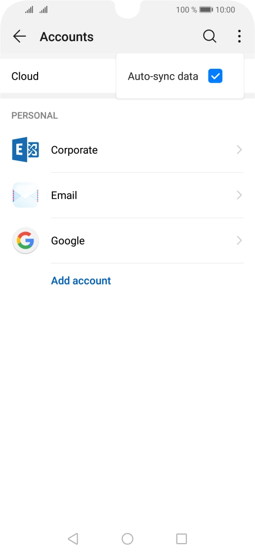 Press Auto-sync data to turn the function on or off. Press Auto-sync data to turn the function on or off.