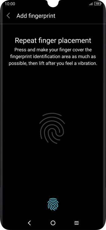 Follow the instructions on the screen to create the phone lock code using your fingerprint. Follow the instructions on the screen to create the phone lock code using your fingerprint.