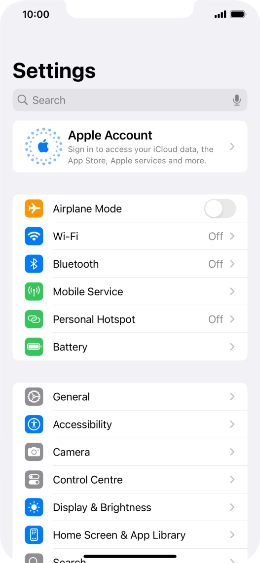 Press Apple Account. Press Apple Account.
