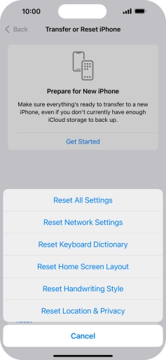 Press Reset All Settings. Press Reset All Settings.