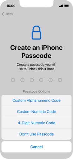 Follow the instructions on the screen to turn on use of phone lock code or press Don't Use Passcode. Follow the instructions on the screen to turn on use of phone lock code or press Don't Use Passcode.