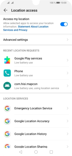 Press Google Location Accuracy. Press Google Location Accuracy.