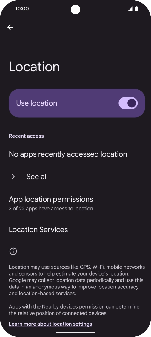 Press App location permissions. Press App location permissions.
