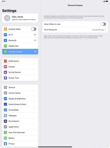 Press Wi-Fi Password and key in the required password. Press Wi-Fi Password and key in the required password.