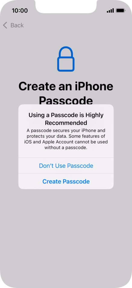 If you turn off the function, press Don't Use Passcode. If you turn off the function, press Don't Use Passcode.