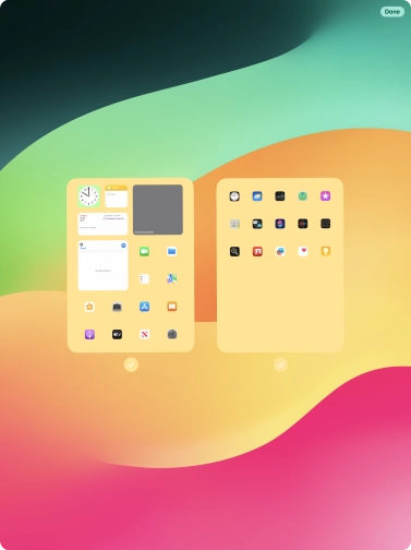 Press the fields below the required home screens to select or deselect them. Press the fields below the required home screens to select or deselect them.