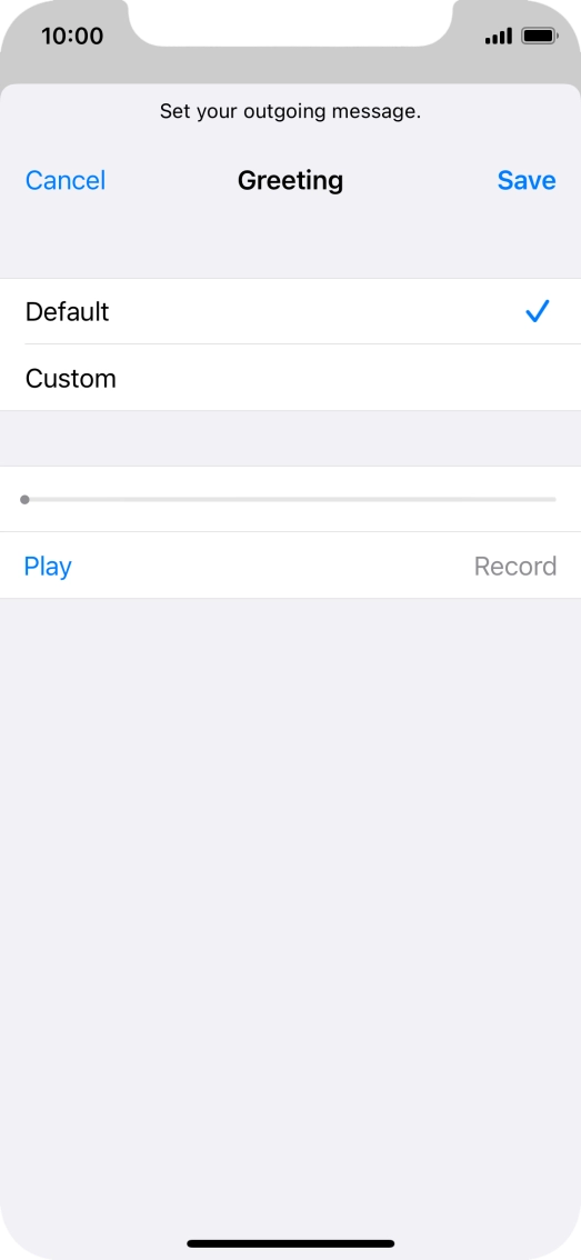 Press Default to select the default greeting. Press Default to select the default greeting.