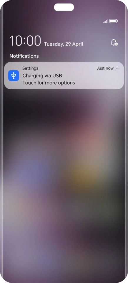 Press the USB icon. Press the USB icon.