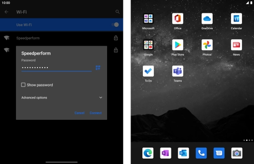 Key in the password for the Wi-Fi network and press Connect. Key in the password for the Wi-Fi network and press Connect.