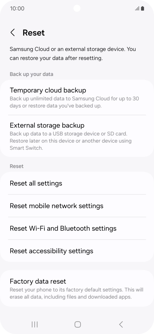 Press Reset mobile network settings. Press Reset mobile network settings.