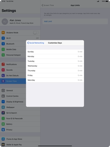 Press the required days. Press the required days.