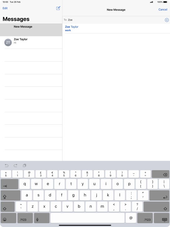 Press the required contact. Press the required contact.