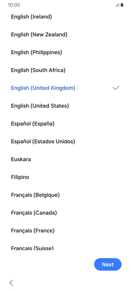 Press the required language. Press the required language.