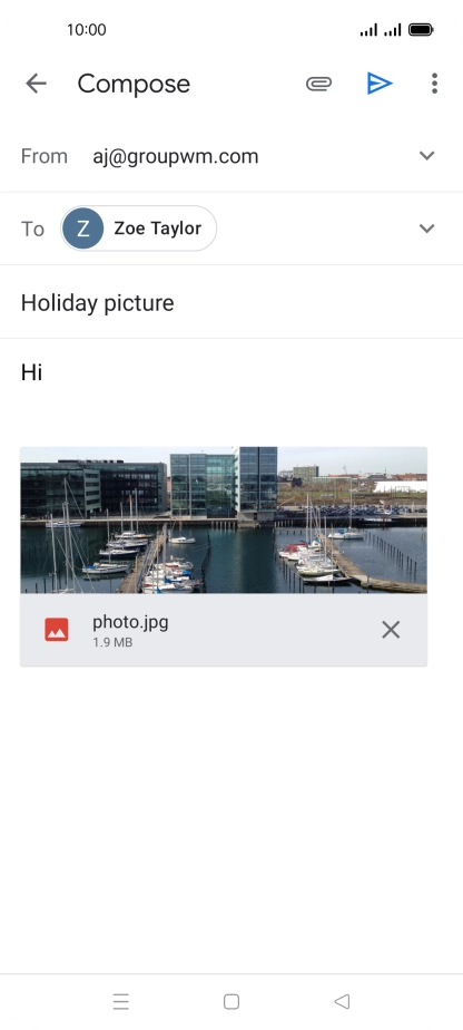 Press the send icon when you've finished your email. Press the send icon when you've finished your email.