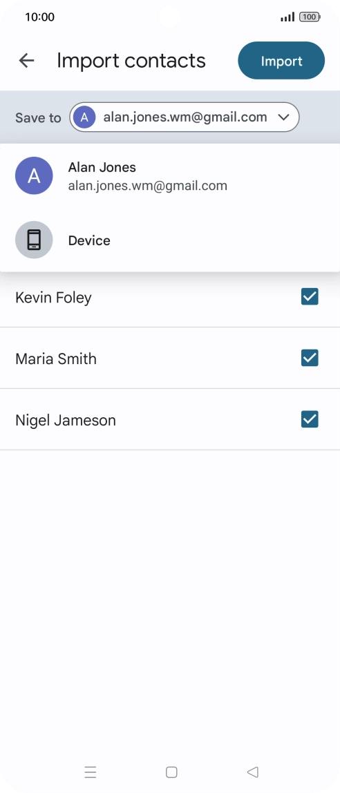 Press the required Google account. Press the required Google account.