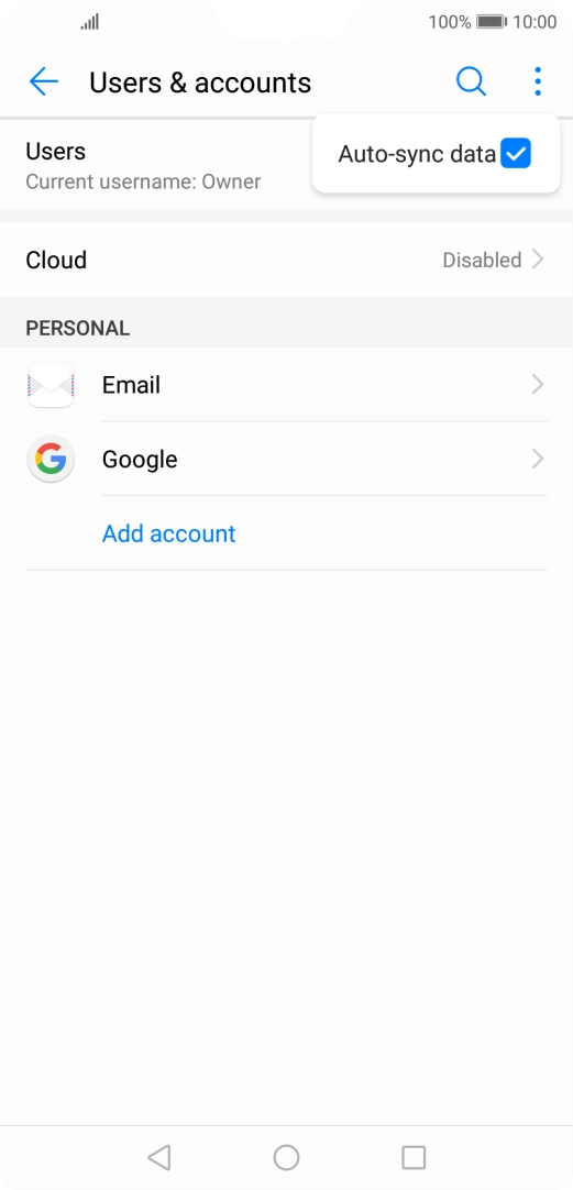 Press Auto-sync data to turn the function on or off. Press Auto-sync data to turn the function on or off.