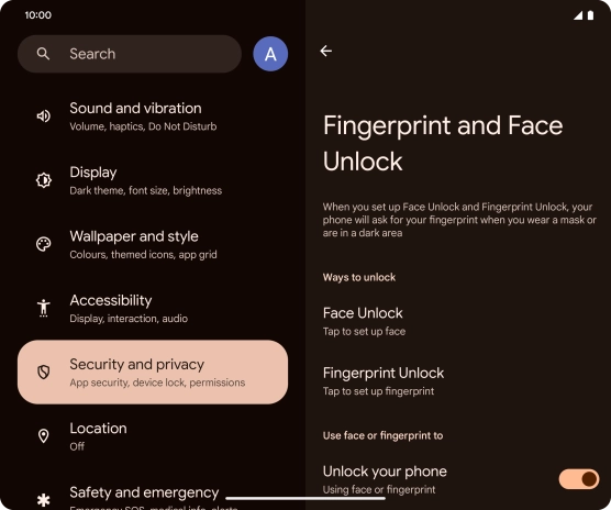 Press Fingerprint Unlock. Press Fingerprint Unlock.