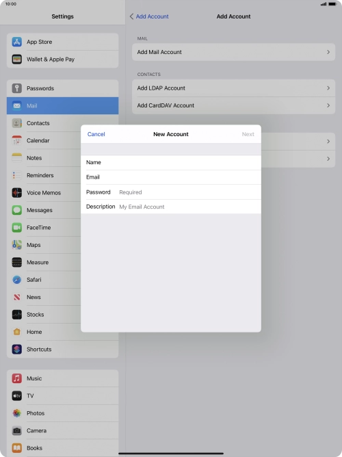 Press Password and key in the password for your email account. Press Password and key in the password for your email account.