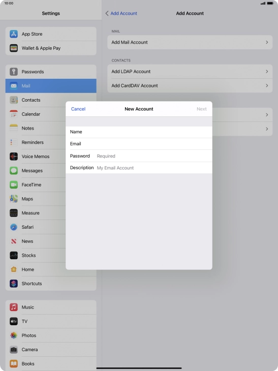 Press Password and key in the password for your email account. Press Password and key in the password for your email account.