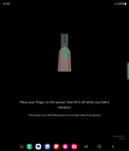 Follow the instructions on the screen to create the phone lock code using your fingerprint. Follow the instructions on the screen to create the phone lock code using your fingerprint.