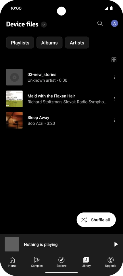 Press the required audio file. Press the required audio file.