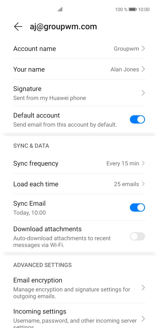 Press Account name and key in the required name. Press Account name and key in the required name.
