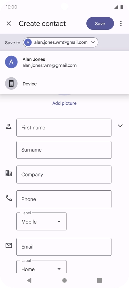 Press the required Google account. Press the required Google account.