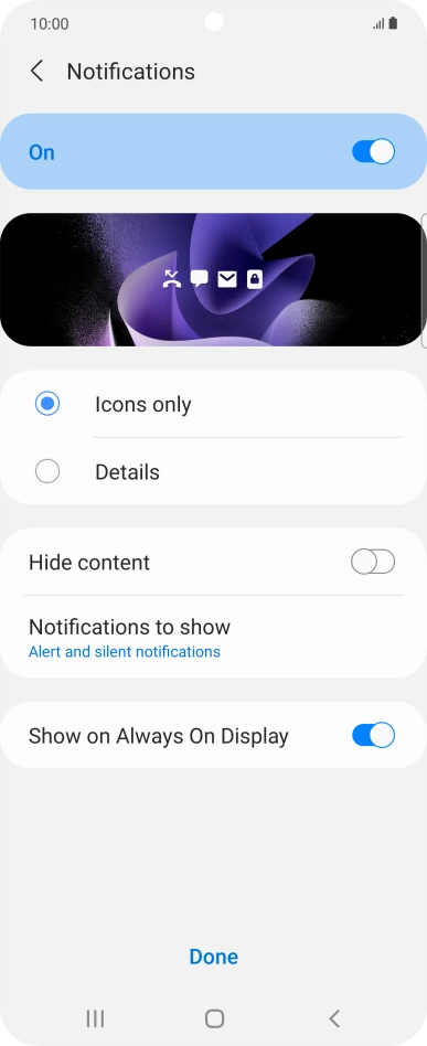 Press the indicators next to the required settings to turn them on or off. Press the indicators next to the required settings to turn them on or off.