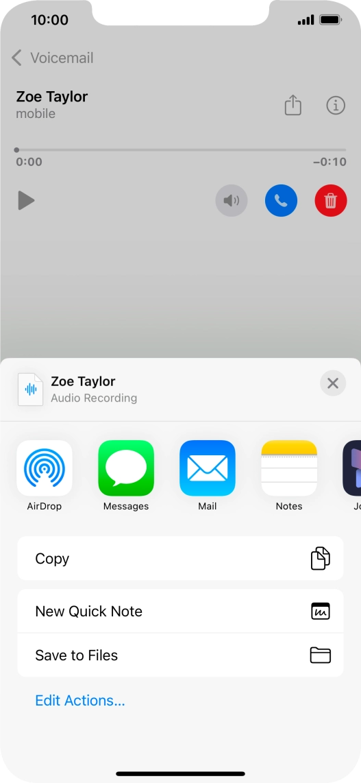Press the required setting and follow the instructions on the screen to share or save the message. Press the required setting and follow the instructions on the screen to share or save the message.