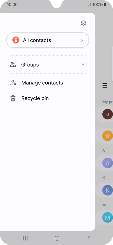 Press Manage contacts. Press Manage contacts.