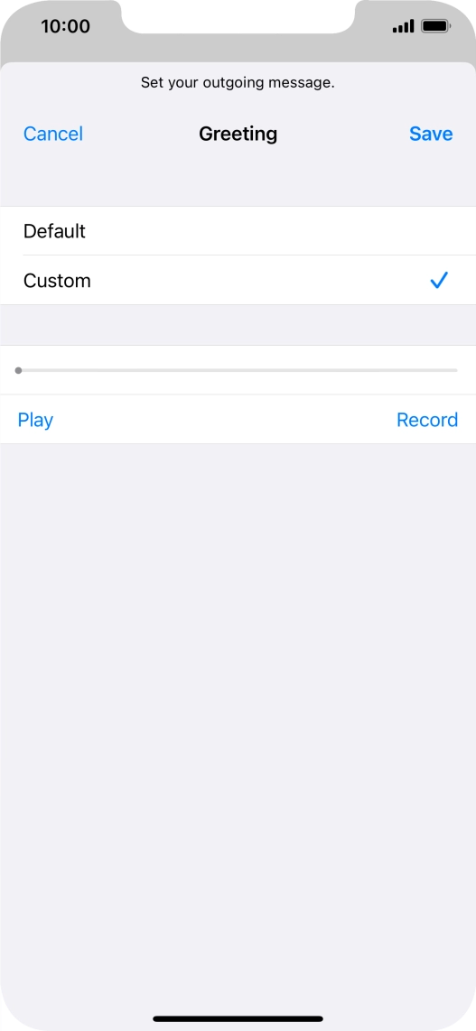 Press Record to start recording a personal greeting. Press Record to start recording a personal greeting.