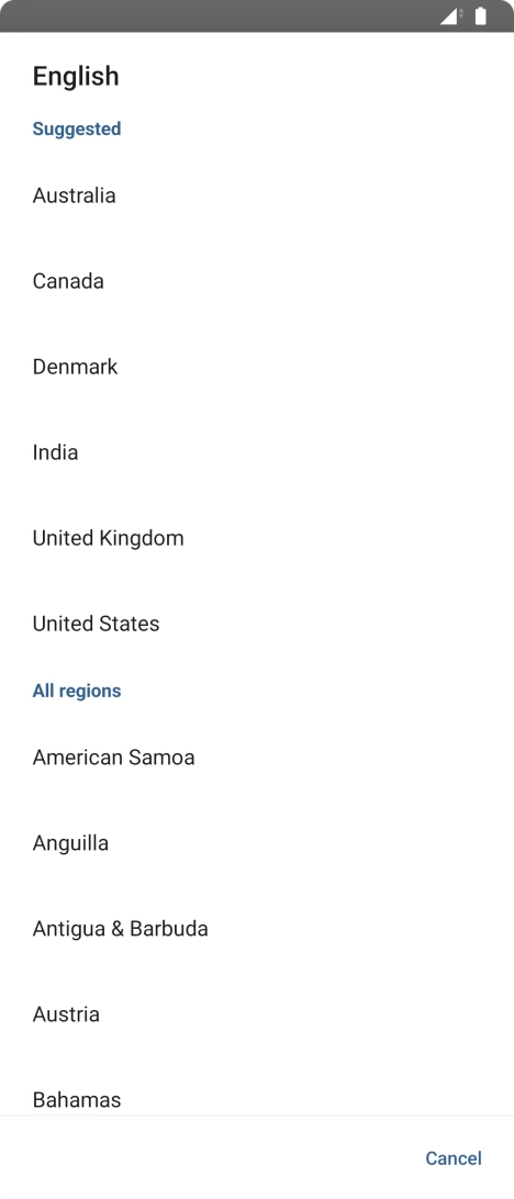 Press the required country. Press the required country.