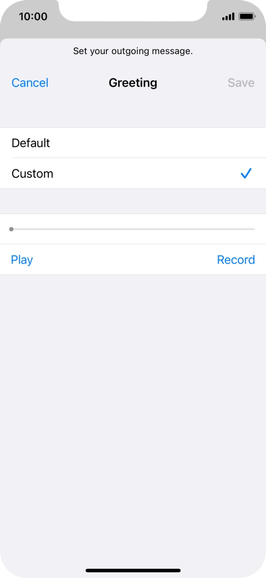 Press Record to start recording a personal greeting. Press Record to start recording a personal greeting.