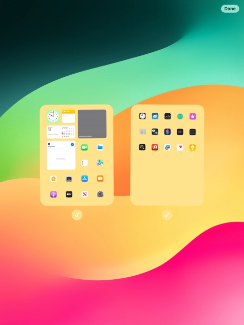 Press the fields below the required home screen pages to select or deselect them. Press the fields below the required home screen pages to select or deselect them.