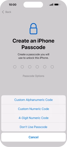 Follow the instructions on the screen to turn on use of phone lock code or press Don't Use Passcode. Follow the instructions on the screen to turn on use of phone lock code or press Don't Use Passcode.