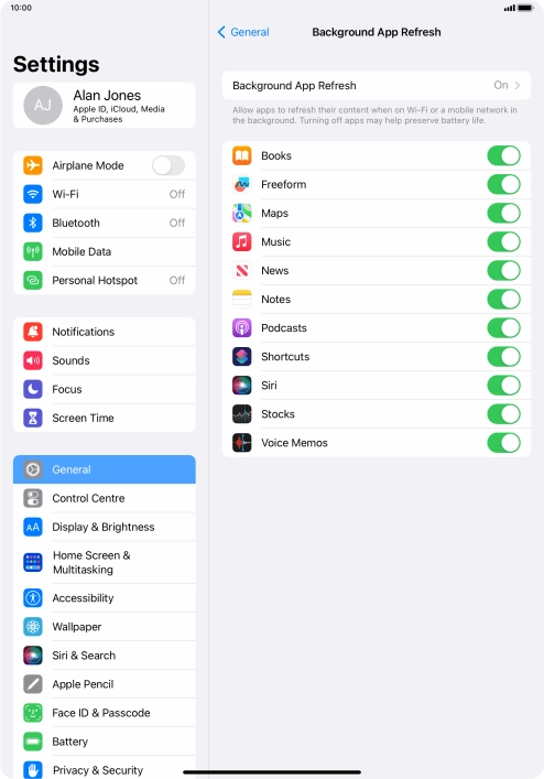 Press Background App Refresh. Press Background App Refresh.