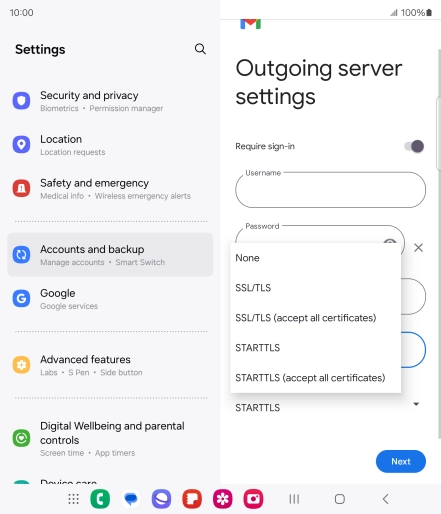 Press SSL/TLS. Press SSL/TLS.