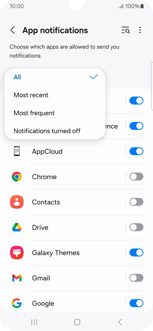 Press the required setting. Press the required setting.