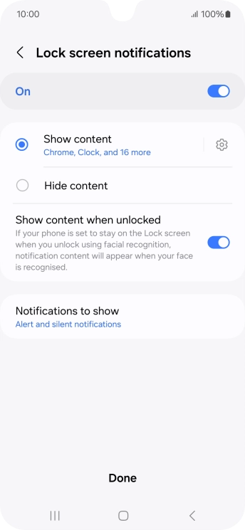 Press the required settings to turn them on or off. Press the required settings to turn them on or off.