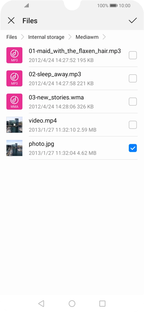 Press the confirm icon. Press the confirm icon.