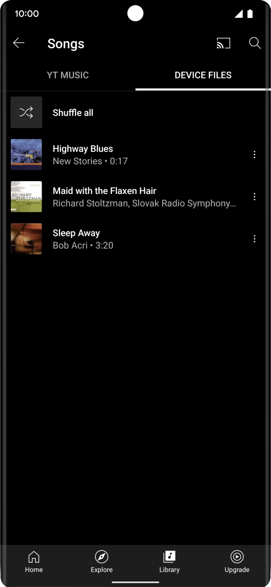 Press the required audio file. Press the required audio file.