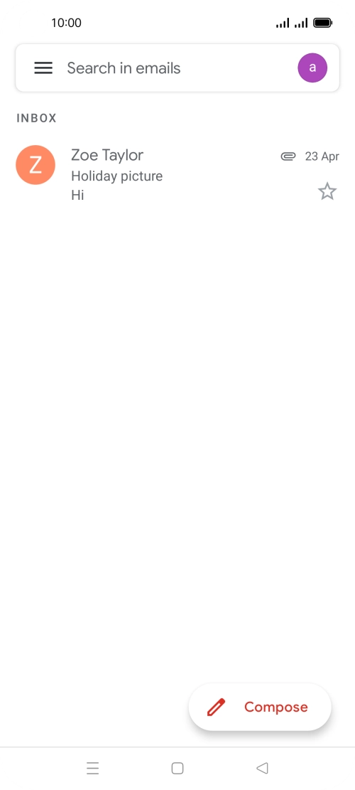 Press the email account icon. Press the email account icon.
